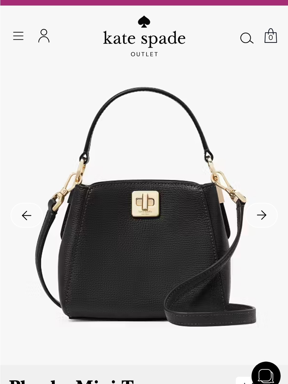 kate spade Black Pebbled Leather Mini Top-Handle Crossbody with Gold Hardware